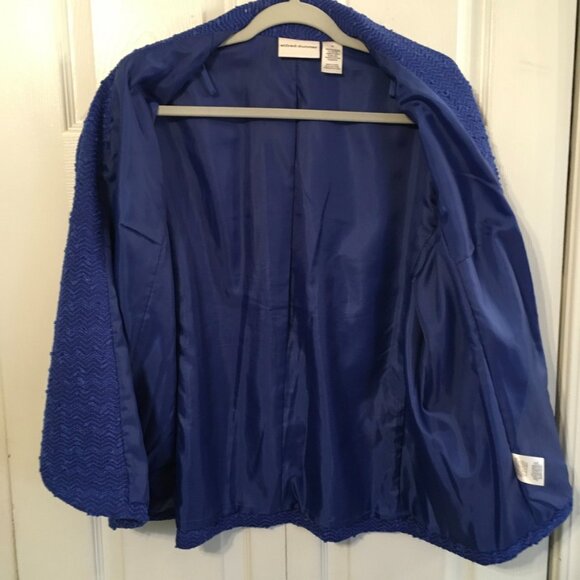 Alfred Dunner Cobalt Blue Sequin Open Front Jacket - Picture 6 of 7